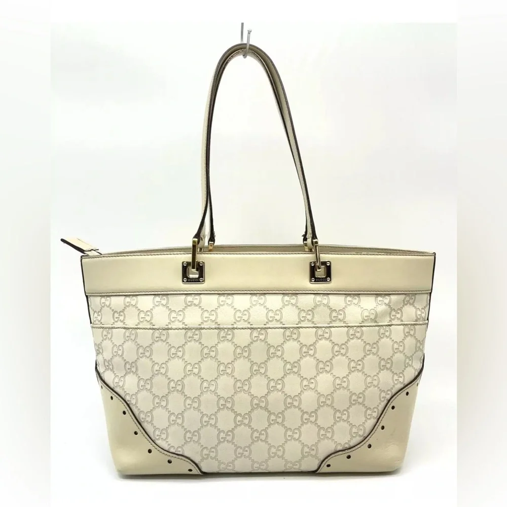 Authentic GUCCI Guccissima Leather Horsebit Off White Shoulder Bag - Picture 3 of 17